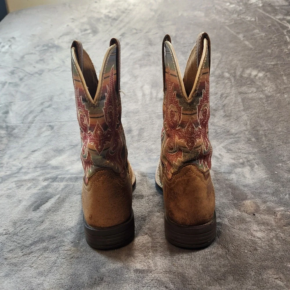 Ariat Boots Girls 2.5 Brown Leather Lonestar Square Toe Western Cowgirl